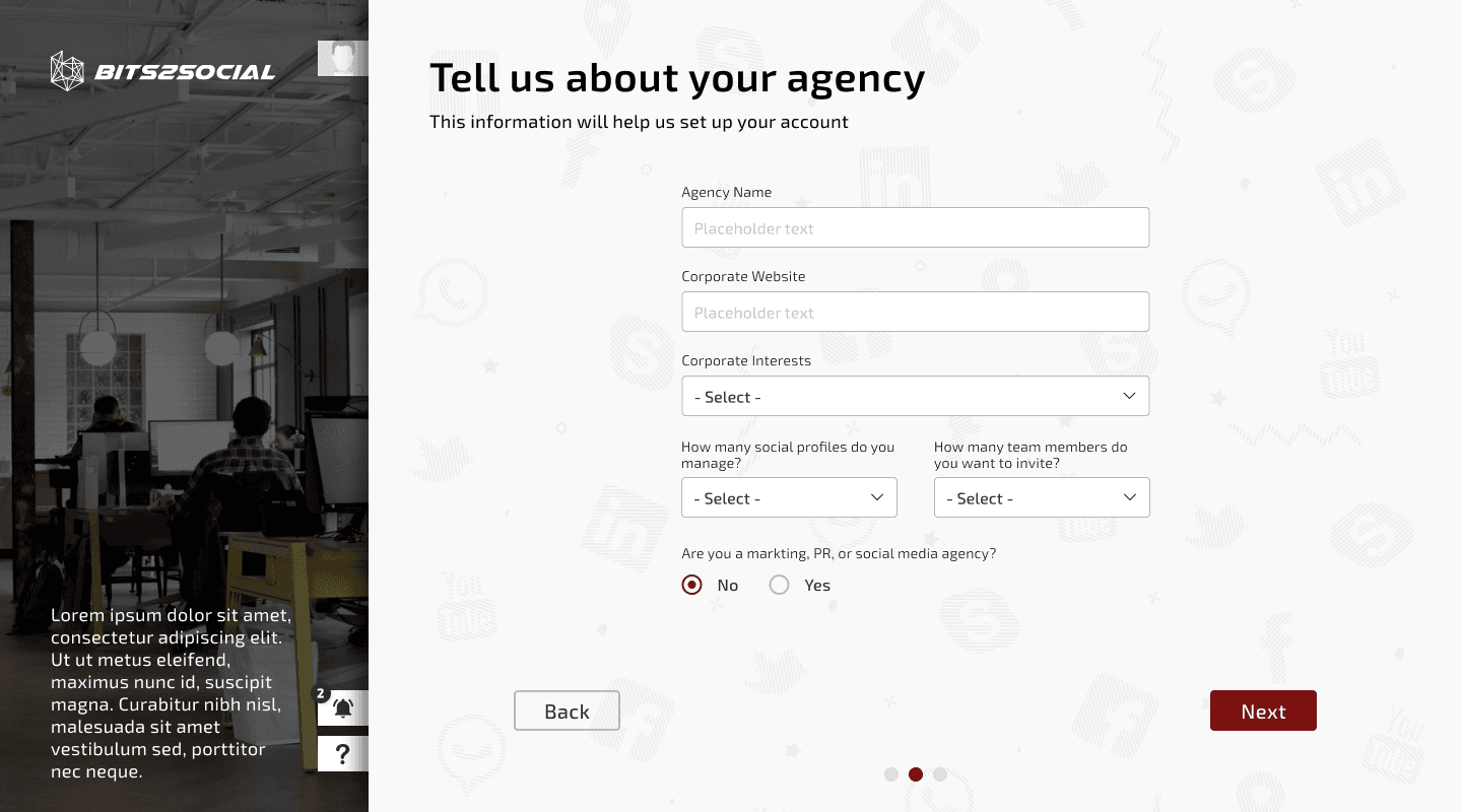 Onboarding — tell us about your agency