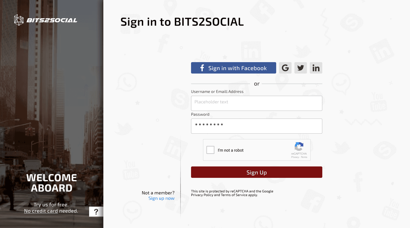 Sign in screen