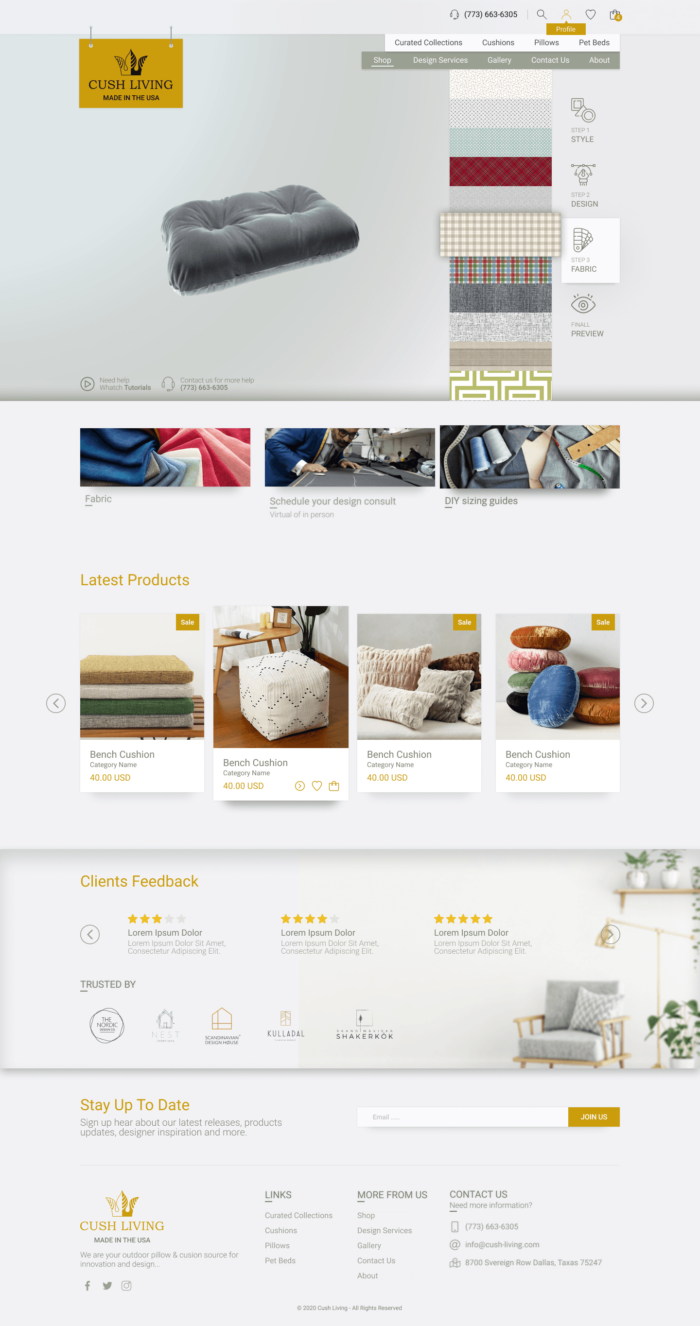 Cushion wizard — fabric and color selection