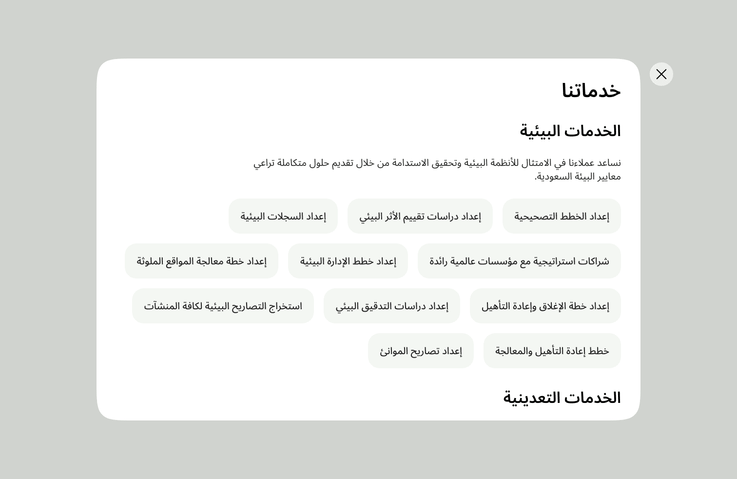 Services overlay — environmental and mining categories