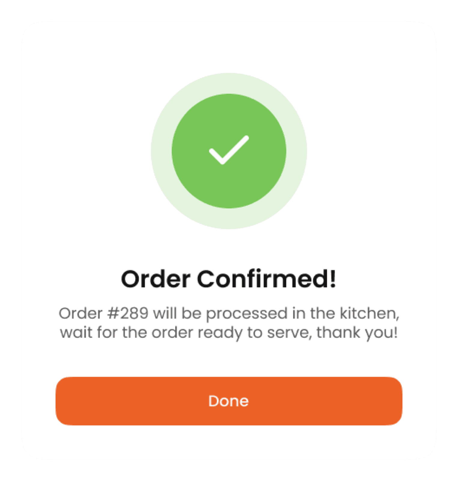 Order confirmed — closing the loop and freeing the table