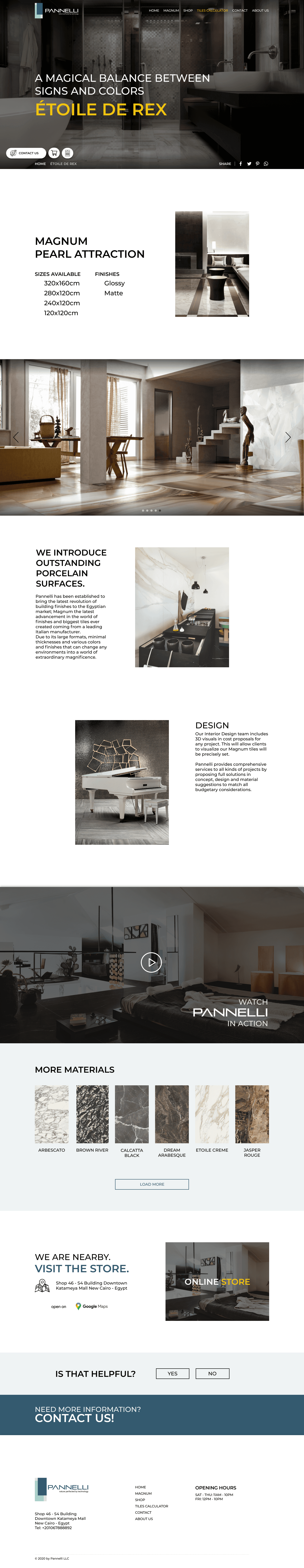 Product detail — Étoile De Rex, sizes and finishes