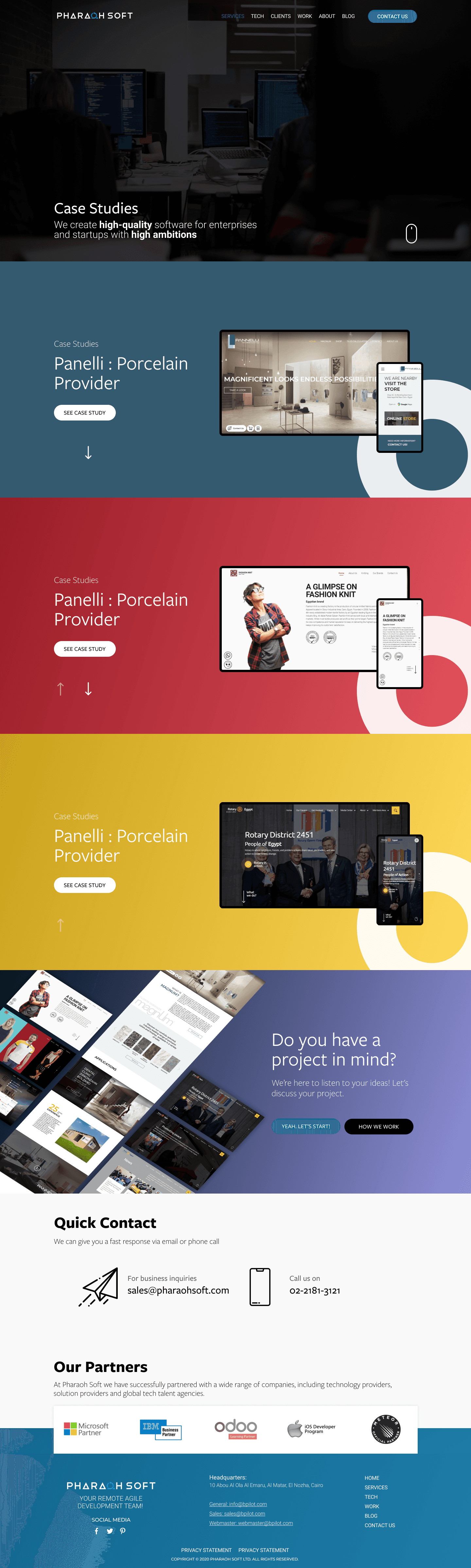 Case studies — client projects shown in device frames