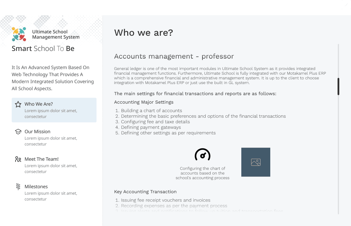 Accounts management — module feature descriptions for administrators