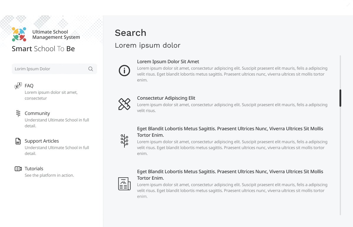 Help center — searchable FAQ, community, articles, and tutorials