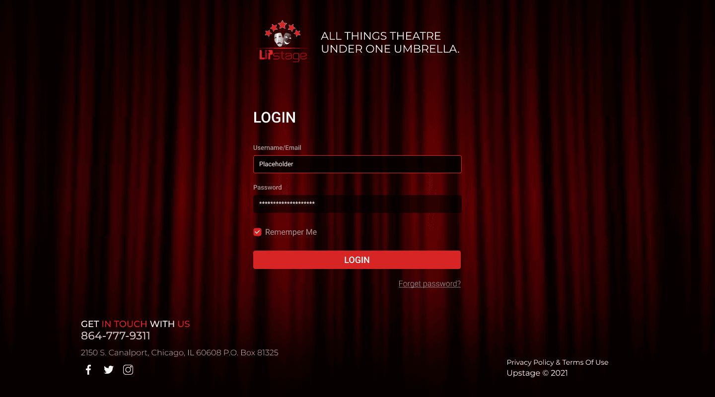 Login screen