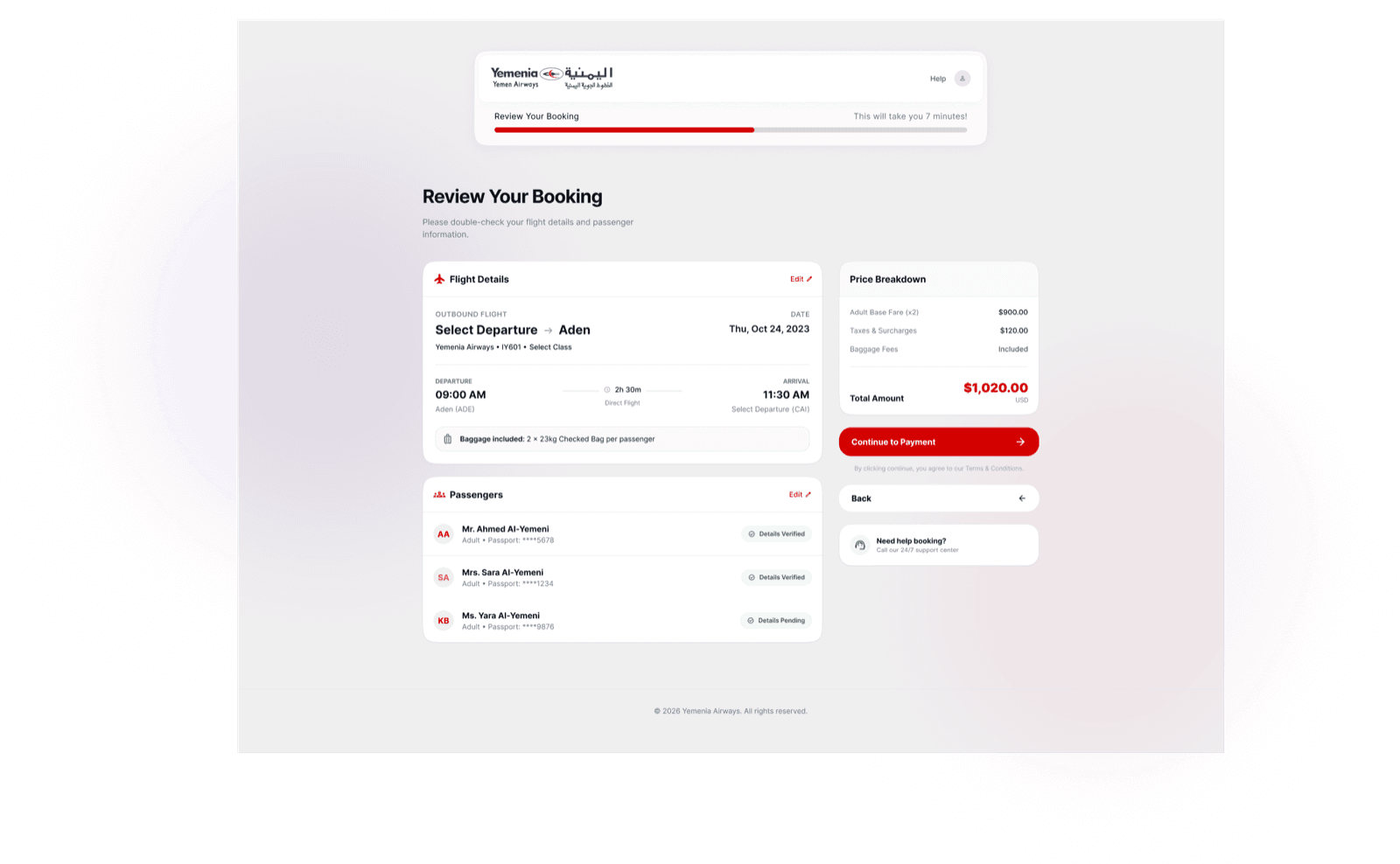 Yemenia Airways — detail