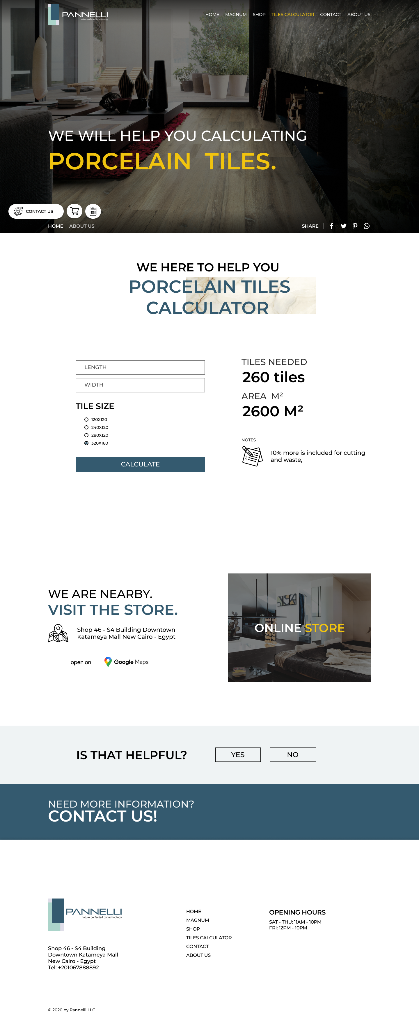 Tiles calculator — enter room dimensions, get tiles needed and area